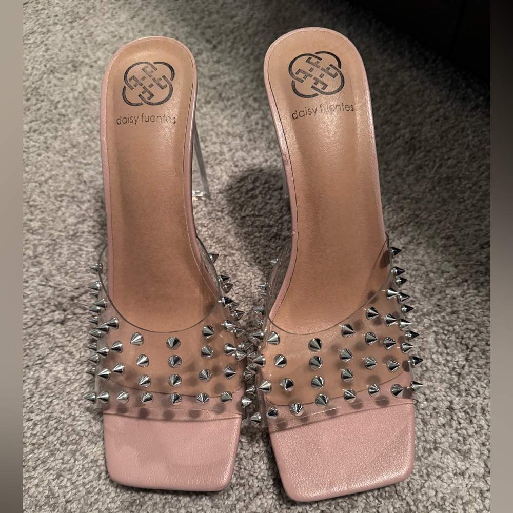 Daisy Fuentes clear spiked heels